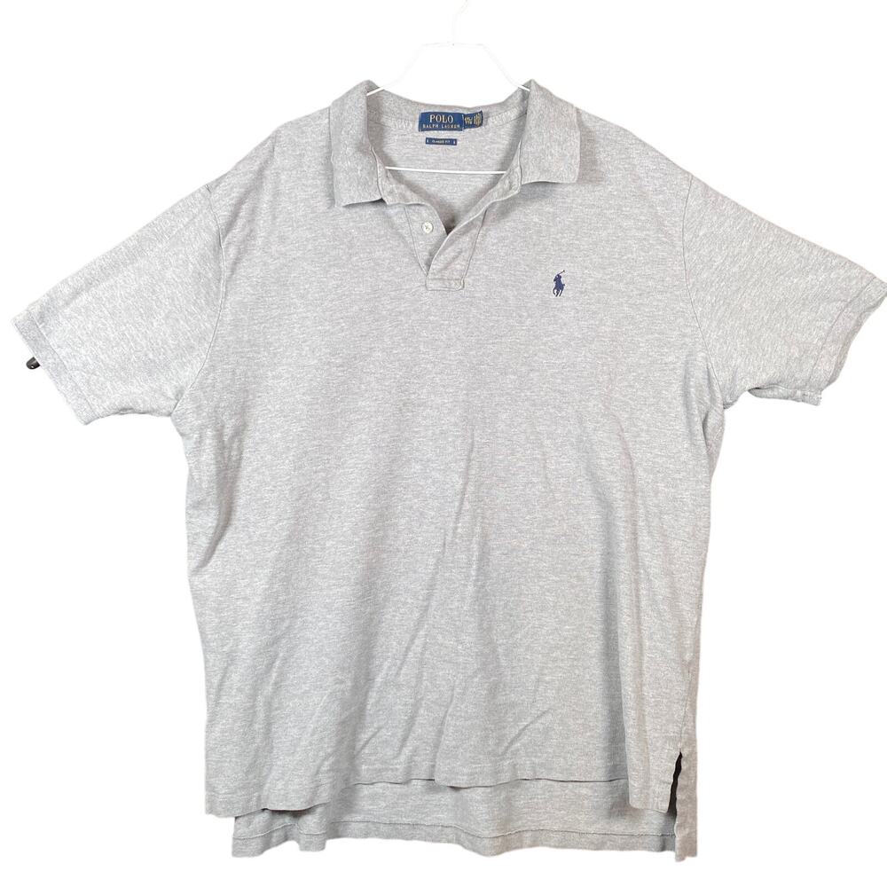 Polo Ralph Lauren Mens Shirt Gray Polo Navy Pony Short Sleeve Classic Fit XXL